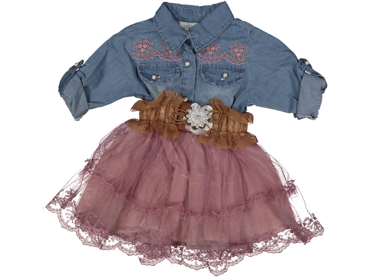 KIZ 2/5 YAŞ KEMERLİ TÜLLÜ ELBİSE