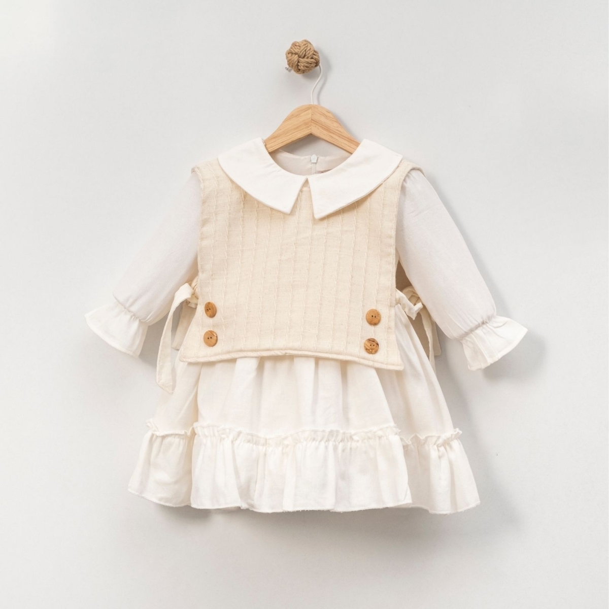 KIZ 2/5 YAŞ KETEN KROPLU ELBİSE