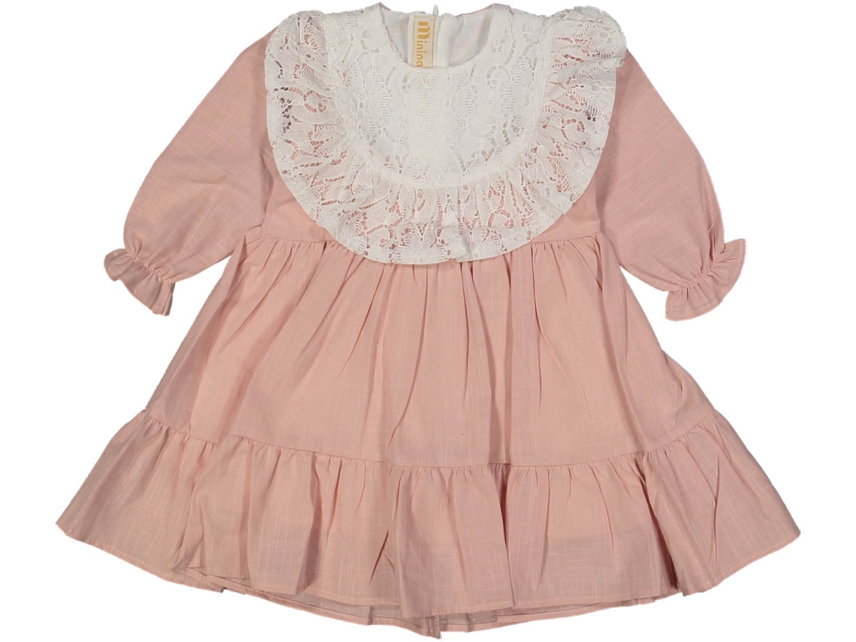 KIZ 2/5 YAŞ KETEN PAMUK DANTEL YAKALI ELBİSE