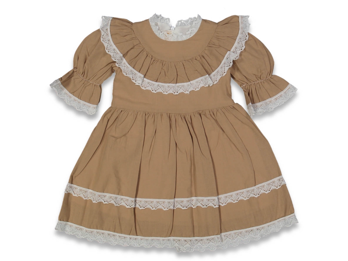 KIZ 2/5 YAŞ KETEN UZUN KOLLU DANTELLİ ELBİSE