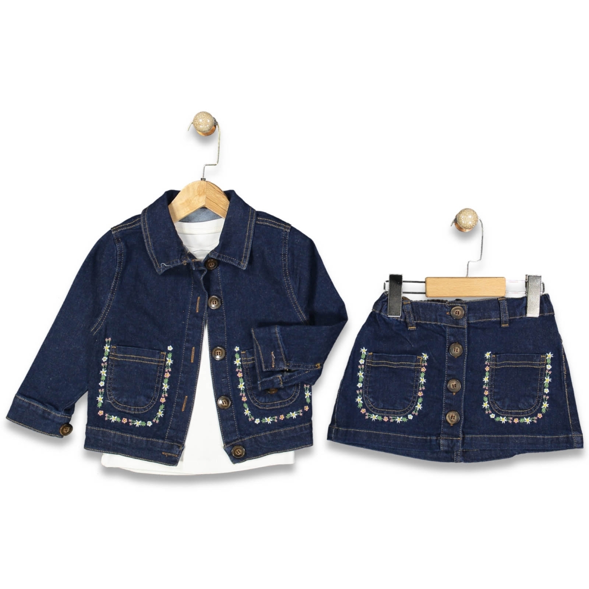 KIZ 2/5 YAŞ KOT CEKET ETEK ÜÇLÜ TAKIM