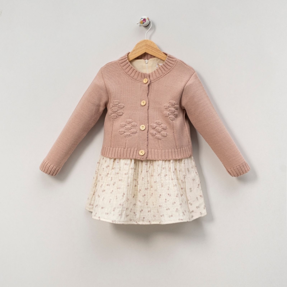 KIZ 2/5 YAŞ MÜSLİM BASKILI TRIKO HIRKALI ELBİSE