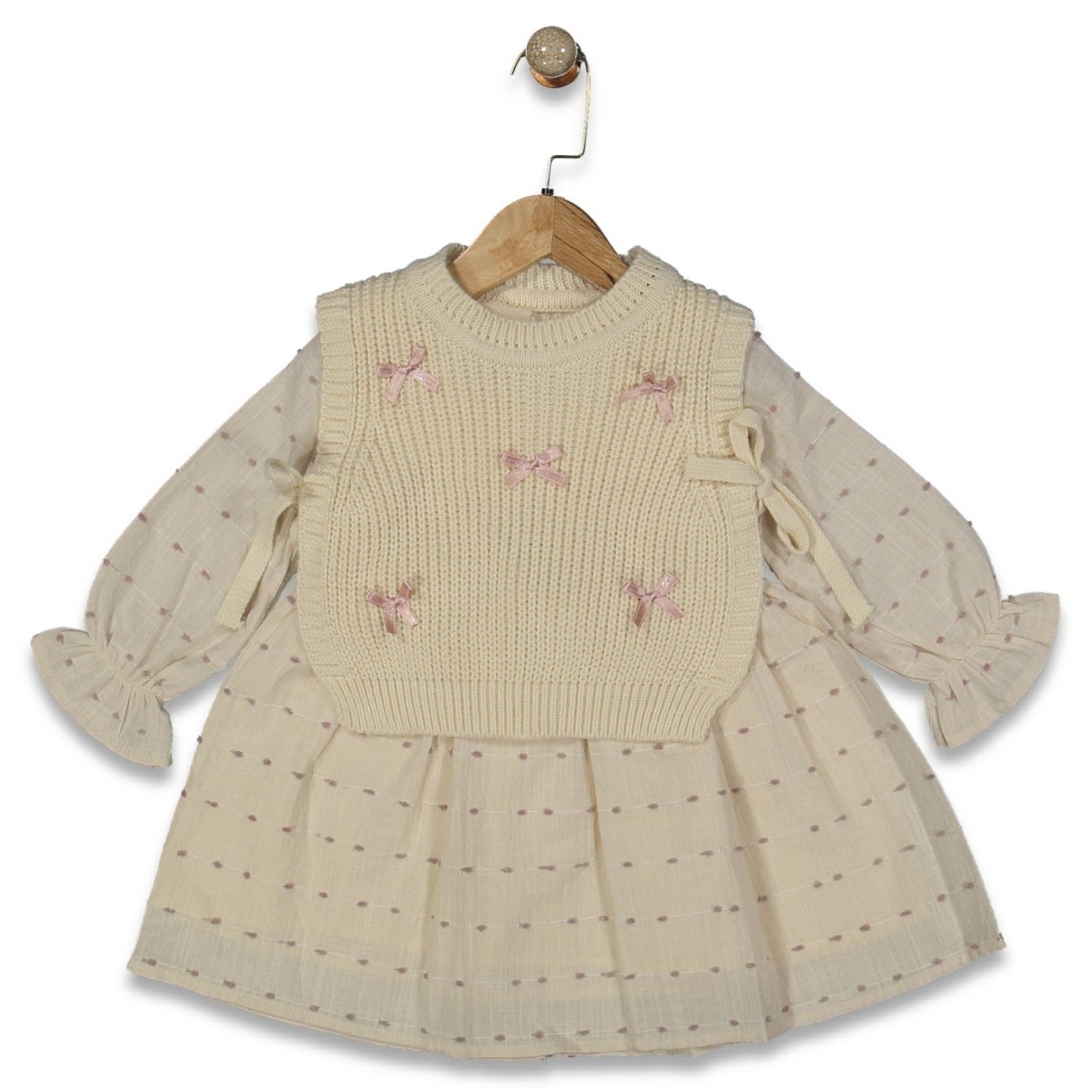 KIZ 2/5 YAŞ NOPELİ FİYONKLU ELBİSE