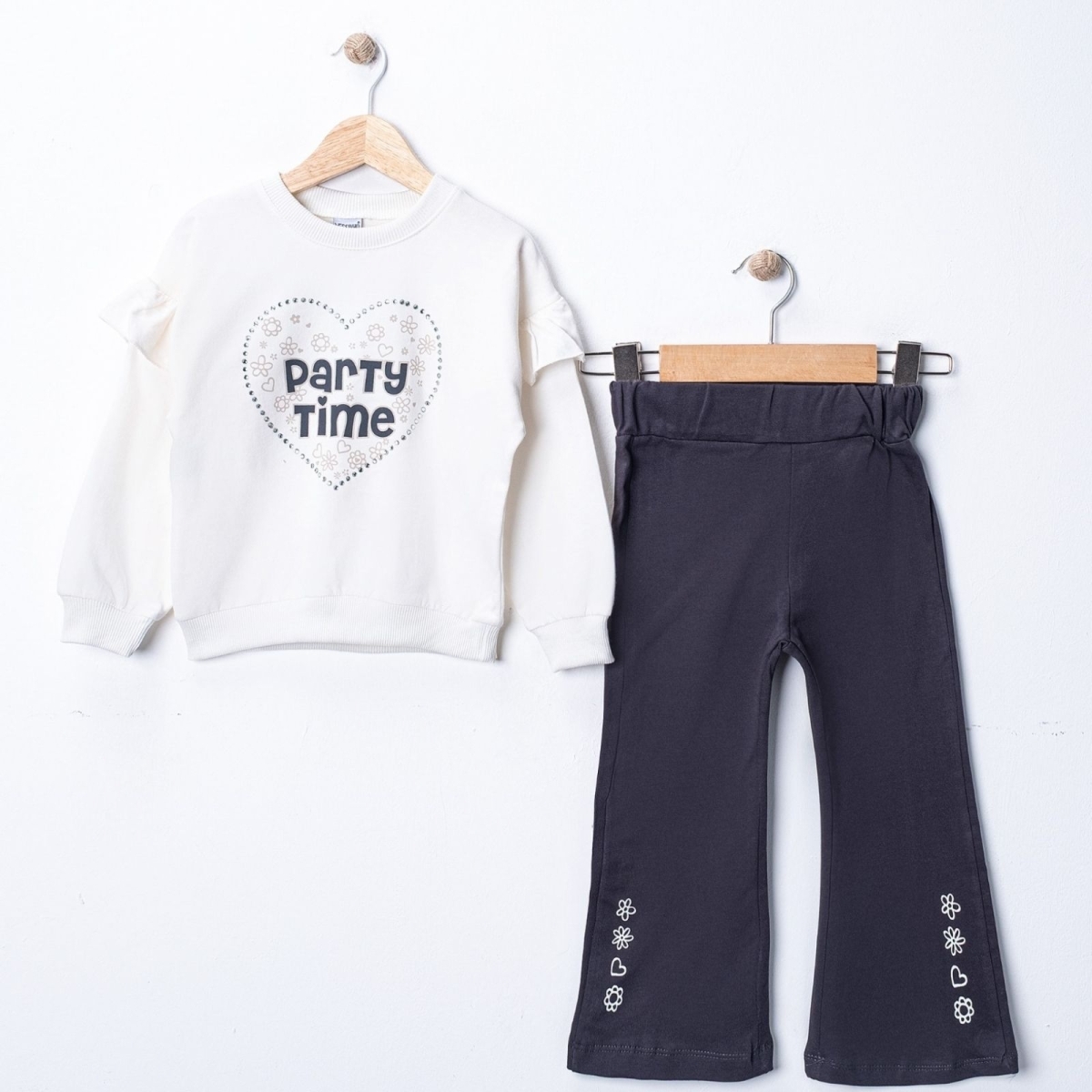 KIZ 2/5 YAŞ PARTY TİME TAŞLI BASKILI KIZ TAKIM