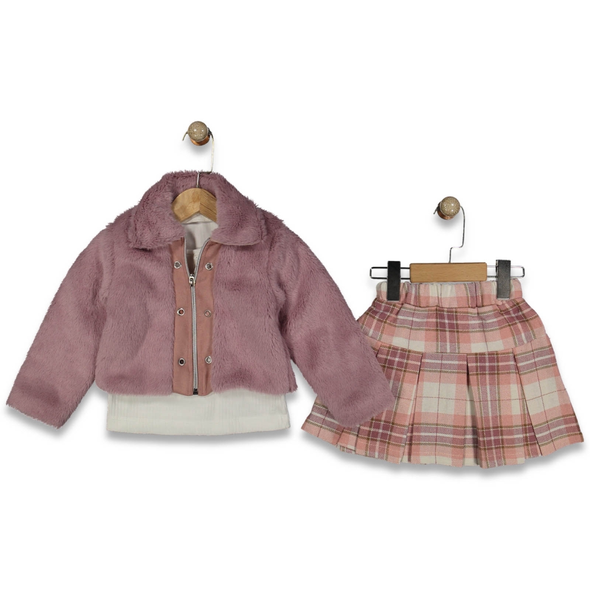 KIZ 2/5 YAŞ PELÜŞ MONTLU 3  LÜ TAKIM