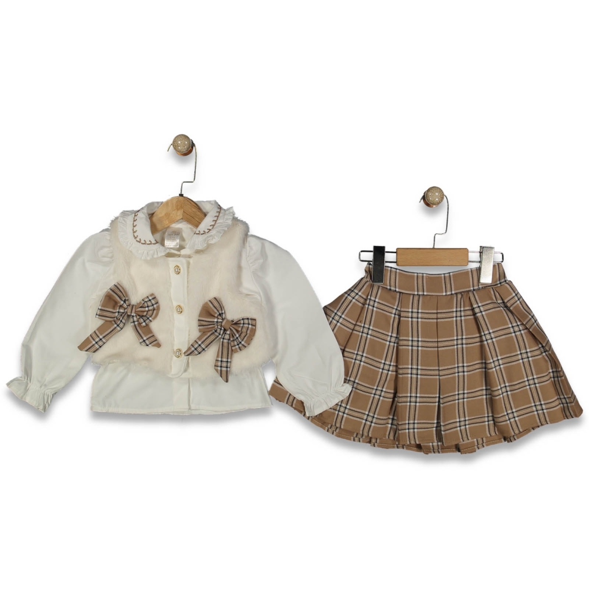 KIZ 2/5 YAŞ PELÜŞ YELEKLİ 3 LÜ TAKIM