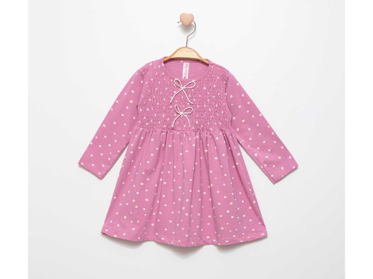 KIZ 2/5 YAŞ PUANLI GİPELİ ELBİSE