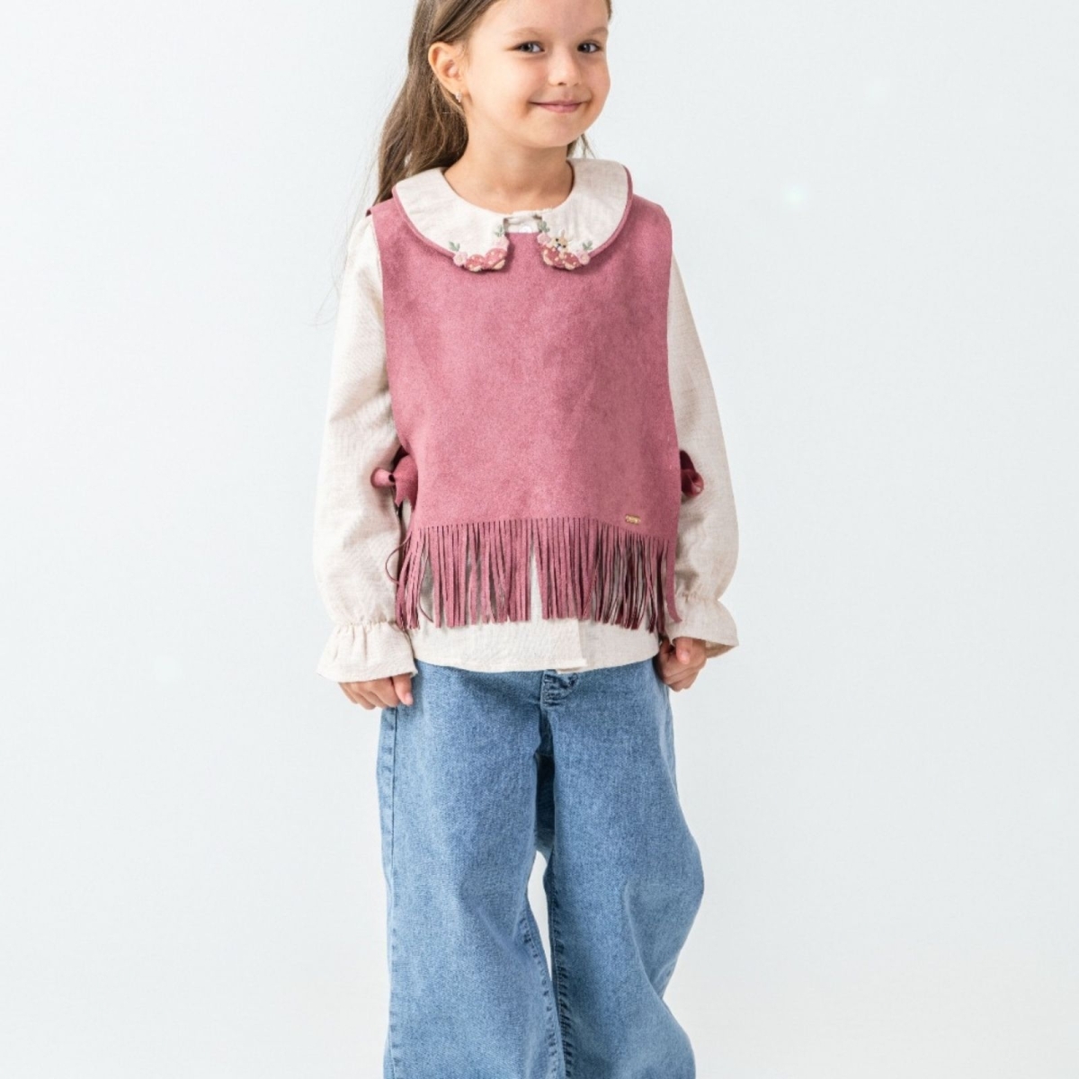 KIZ 2/5 YAŞ PÜSKÜLLÜ YELEKLİ ÜÇLÜ TAKIM