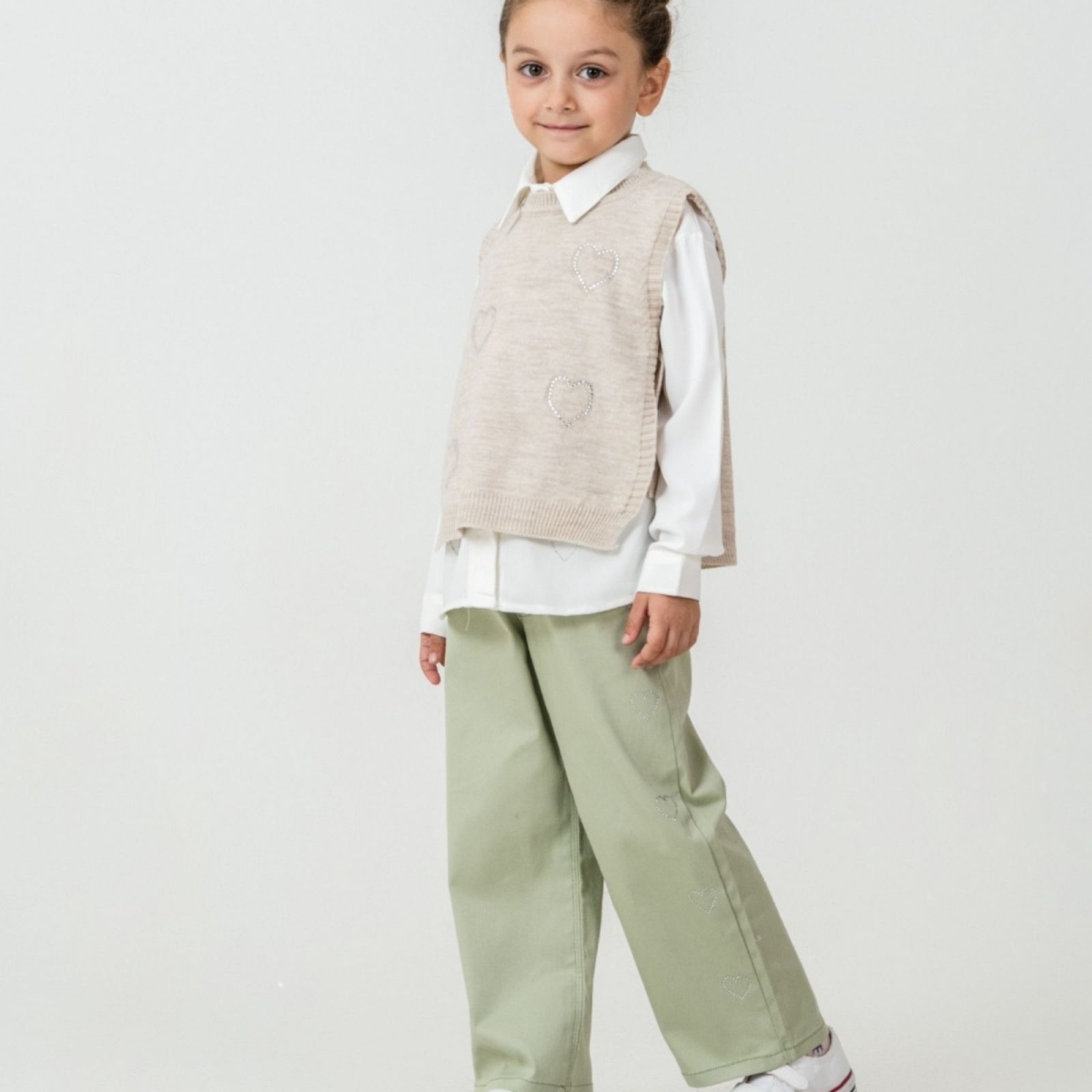 KIZ 2/5 YAŞ TAŞLI KALP ÜÇLÜ TAKIM