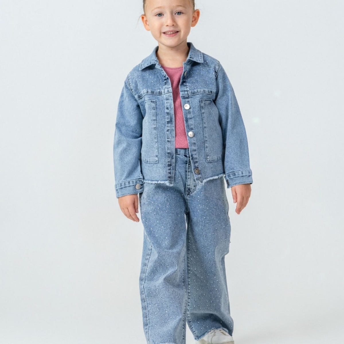 KIZ 2/5 YAŞ TAŞLI KOT ÜÇLÜ TAKIM