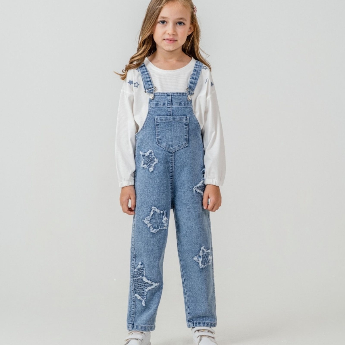 KIZ 2/5 YAŞ YILDIZ APLİKLİ SALOPET