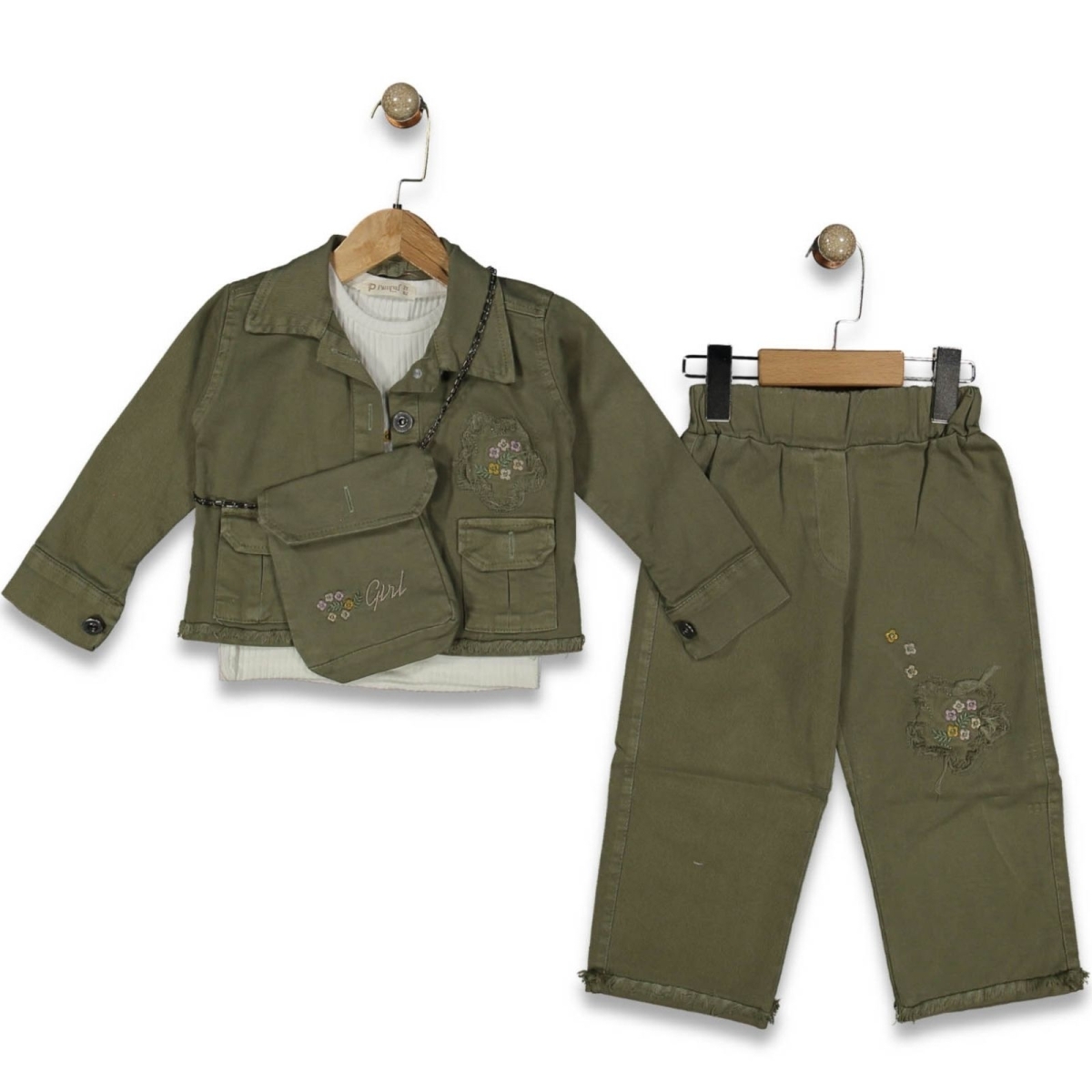 KIZ 2/5 YAŞ YILDIZ ÇİÇEKLİ ÜÇLÜ TAKIM