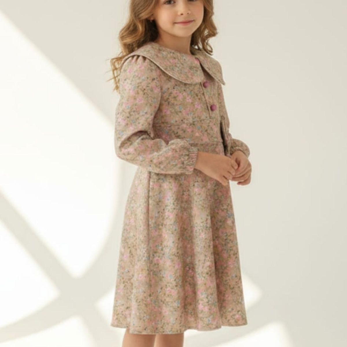 KIZ 2/6 YAŞ BEBE YAKA KLOŞ FİTİLLİ KADİFE ELBİSE