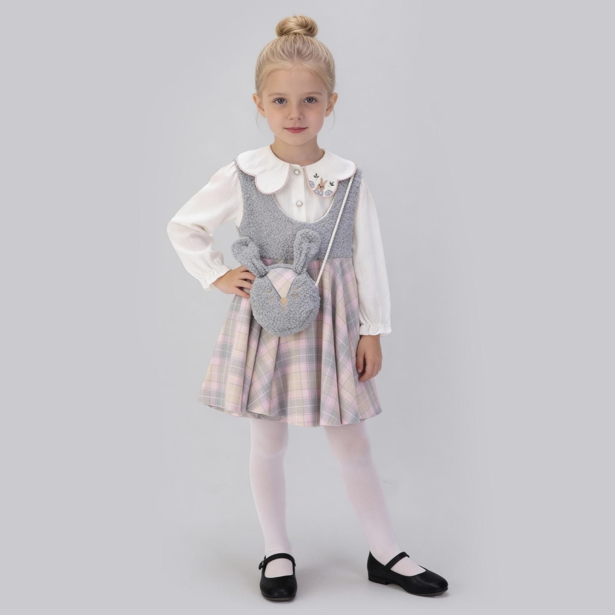 KIZ 2/6 YAŞ ÇANTALI GÖMLEKLİ EKOSE JİLE