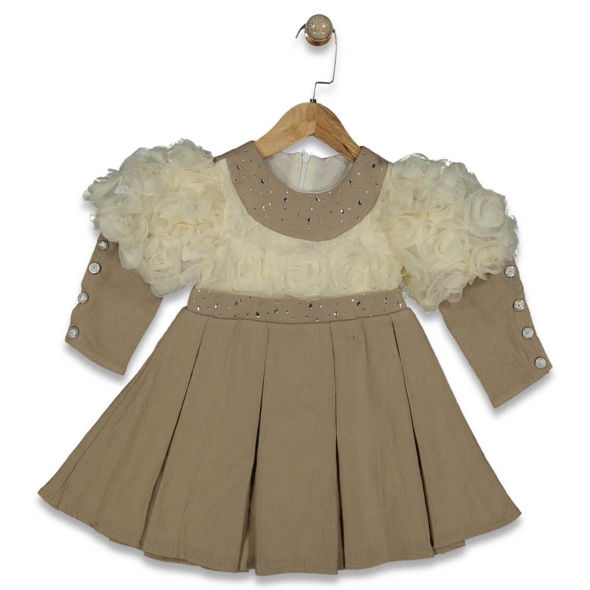 KIZ 2/6 YAŞ PİLELİ TAŞ BASKILI ELBİSE