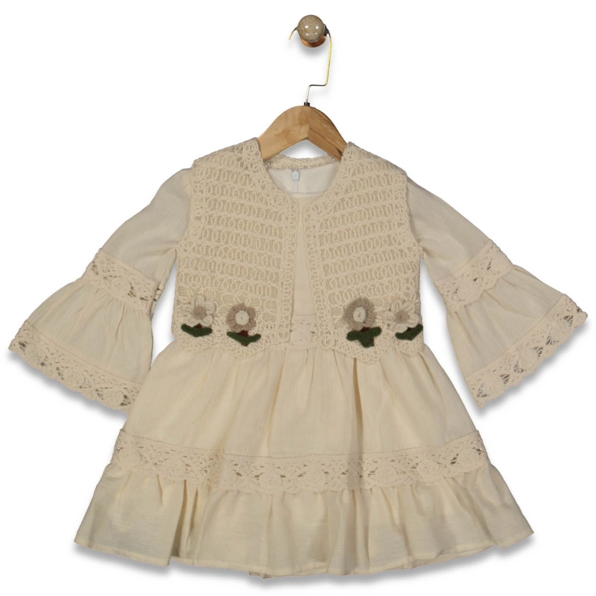 KIZ 2/6 YAŞ YELEKLİ KORTLU ELBİSE