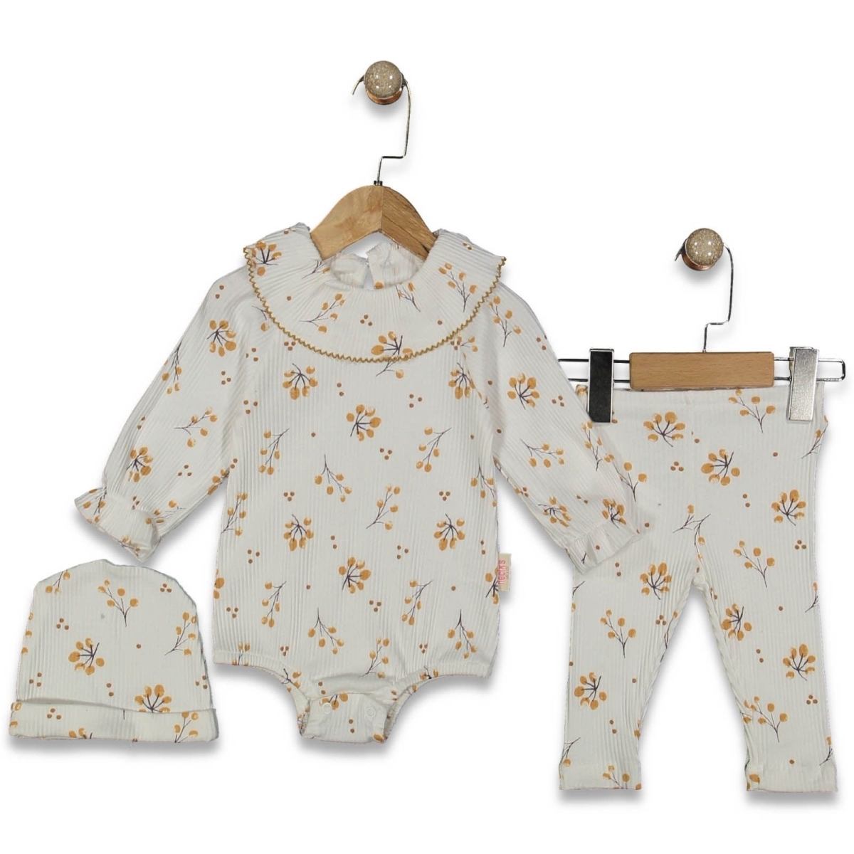 KIZ 3/12 AY AUTOMAN ÇİÇEK BASKILI  BADİLİ TAKIM