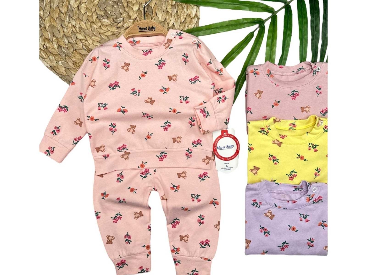 KIZ 3/12 AY AYICIK ÇİÇEK BASKILI TAKIM