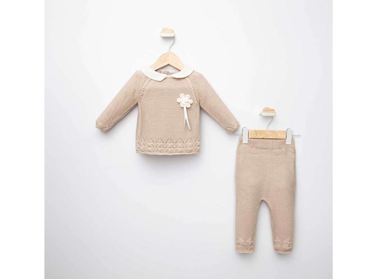 KIZ 3/12 AY ÇİÇEK AKSESUARLI TRİKO 2 Lİ TAKIM