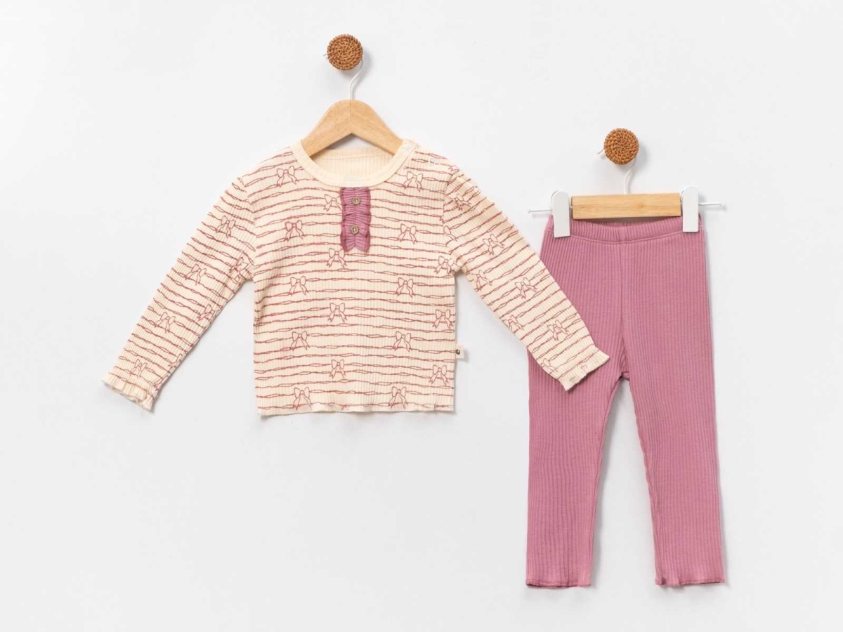 KIZ 3/12 AY ÇİZGİLİ FİYONKLU 2Lİ TAKIM