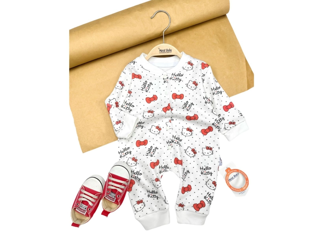 KIZ 3/12 AY KEDİ FİNK BASKILI ÇITÇITLI TULUM