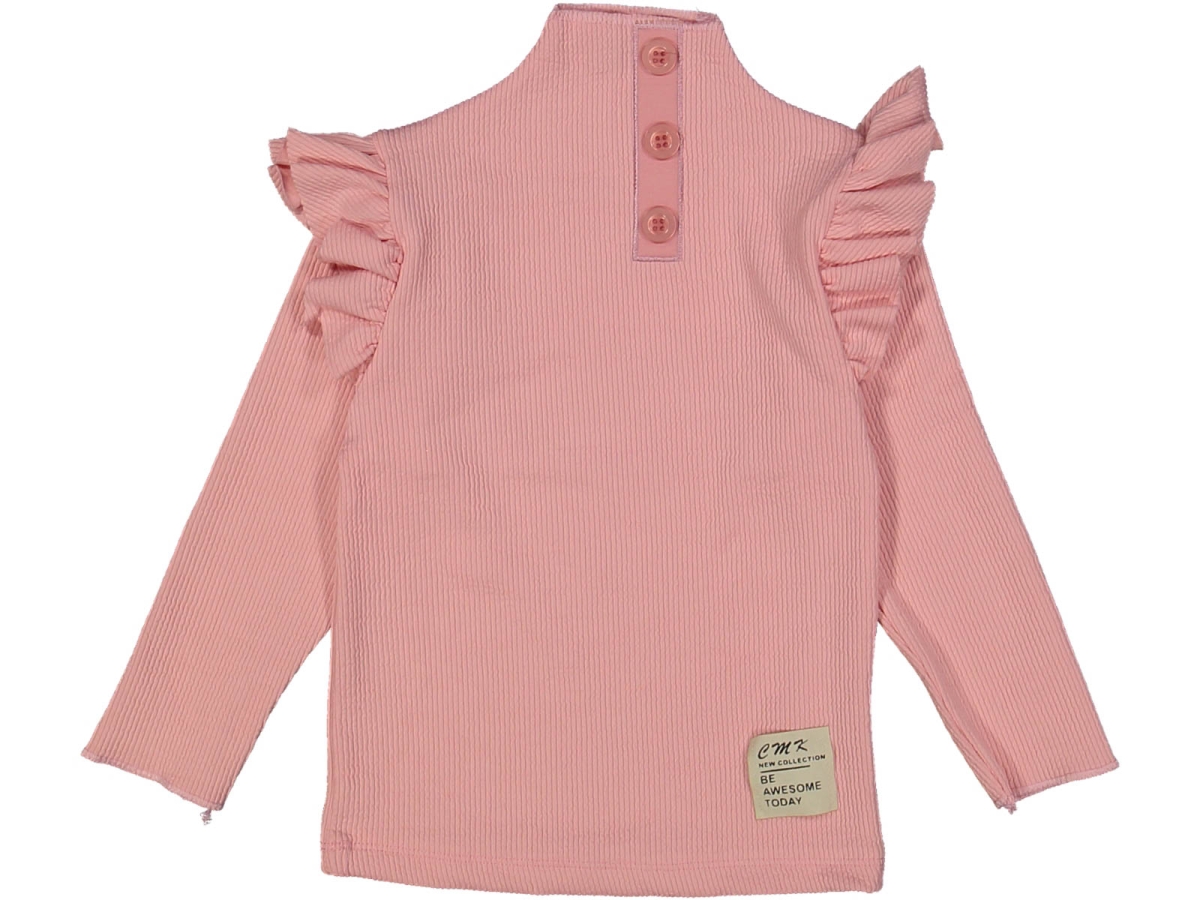 KIZ 3/12 YAŞ KENARLARI FIRFIRLI DİK YAKA DÜĞMELİ BADİ