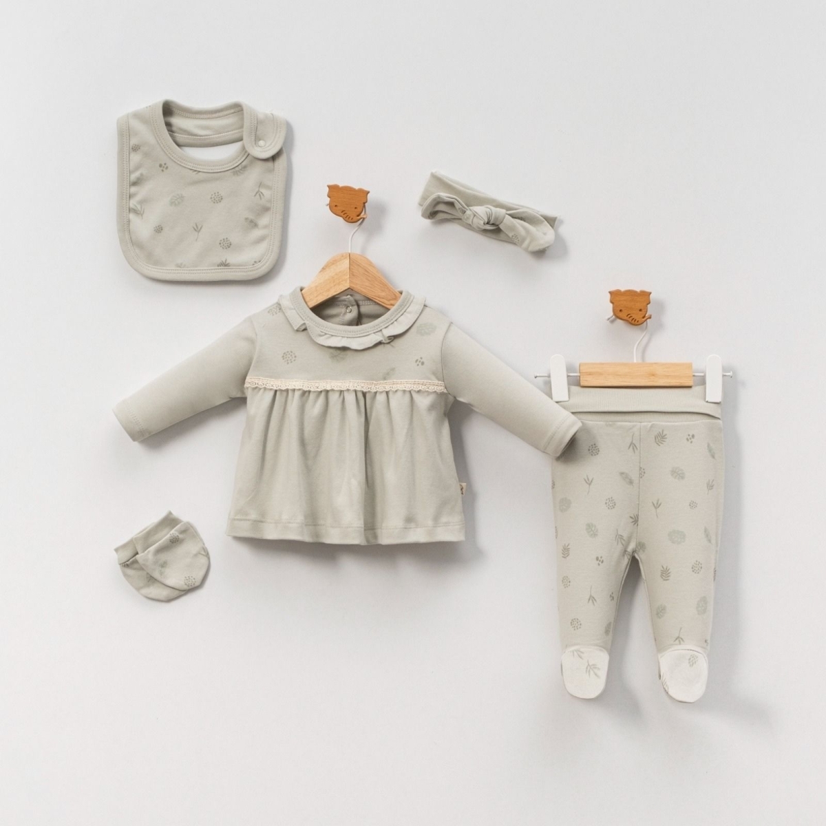 KIZ 3/3 AY FIRFIRLI YAKALI DANTEL DETAYLI 5’Lİ KIZ