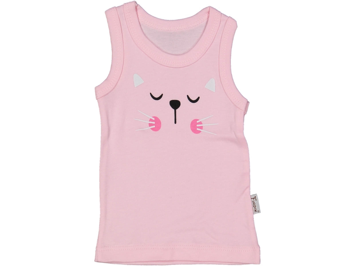 KIZ 3/3 AY KEDİ YÜZ BASKILI ATLET BADİ