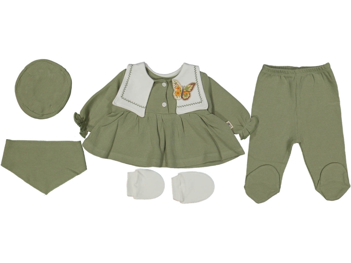 KIZ 3/3 AY KELEBEK NAKIŞLI YAKALI 5Lİ ZIBIN