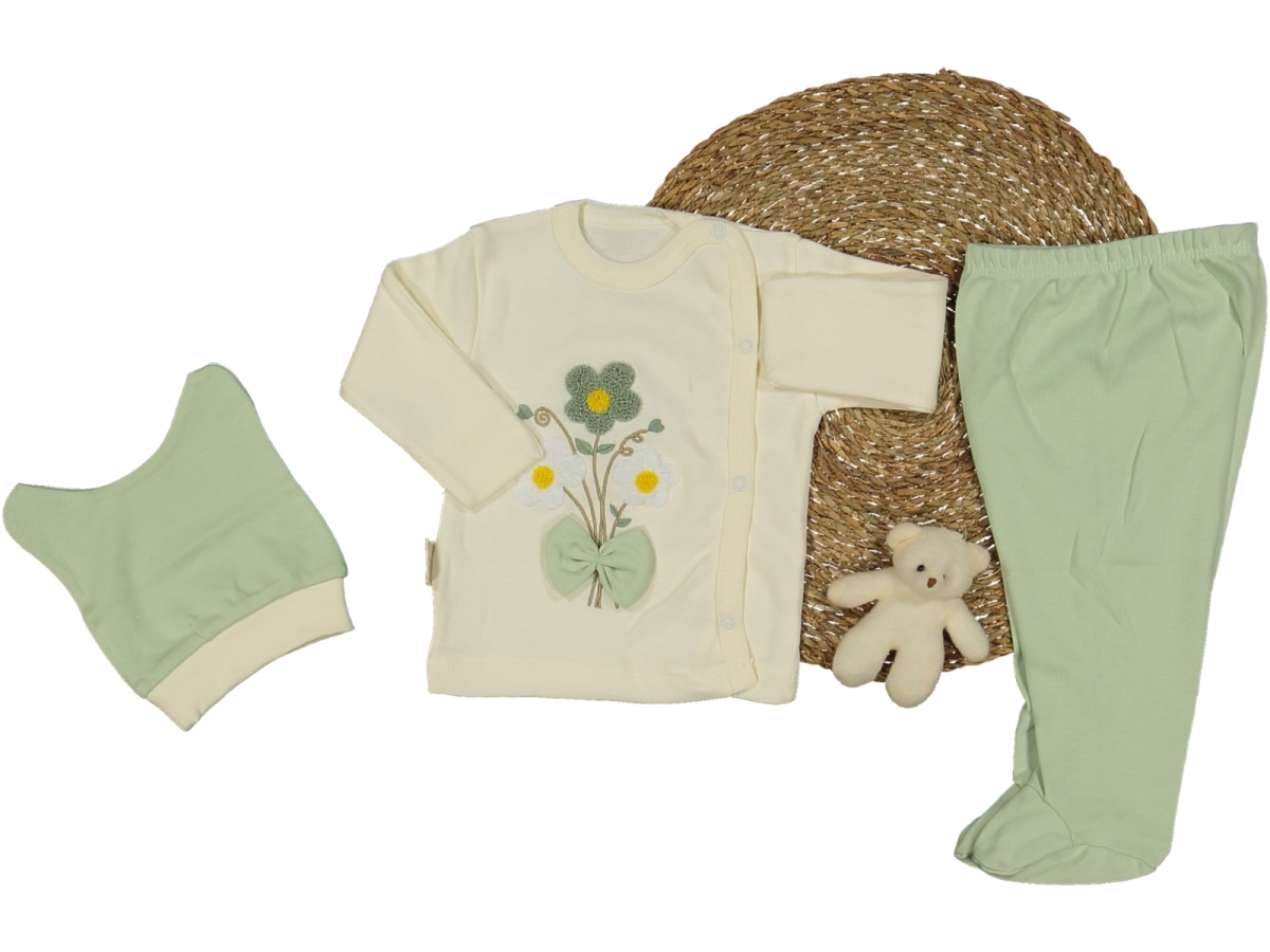 KIZ 3/3 AY SÜZİNE ÇİÇEK FİYONKLU 3LÜ ZIBIN TKM