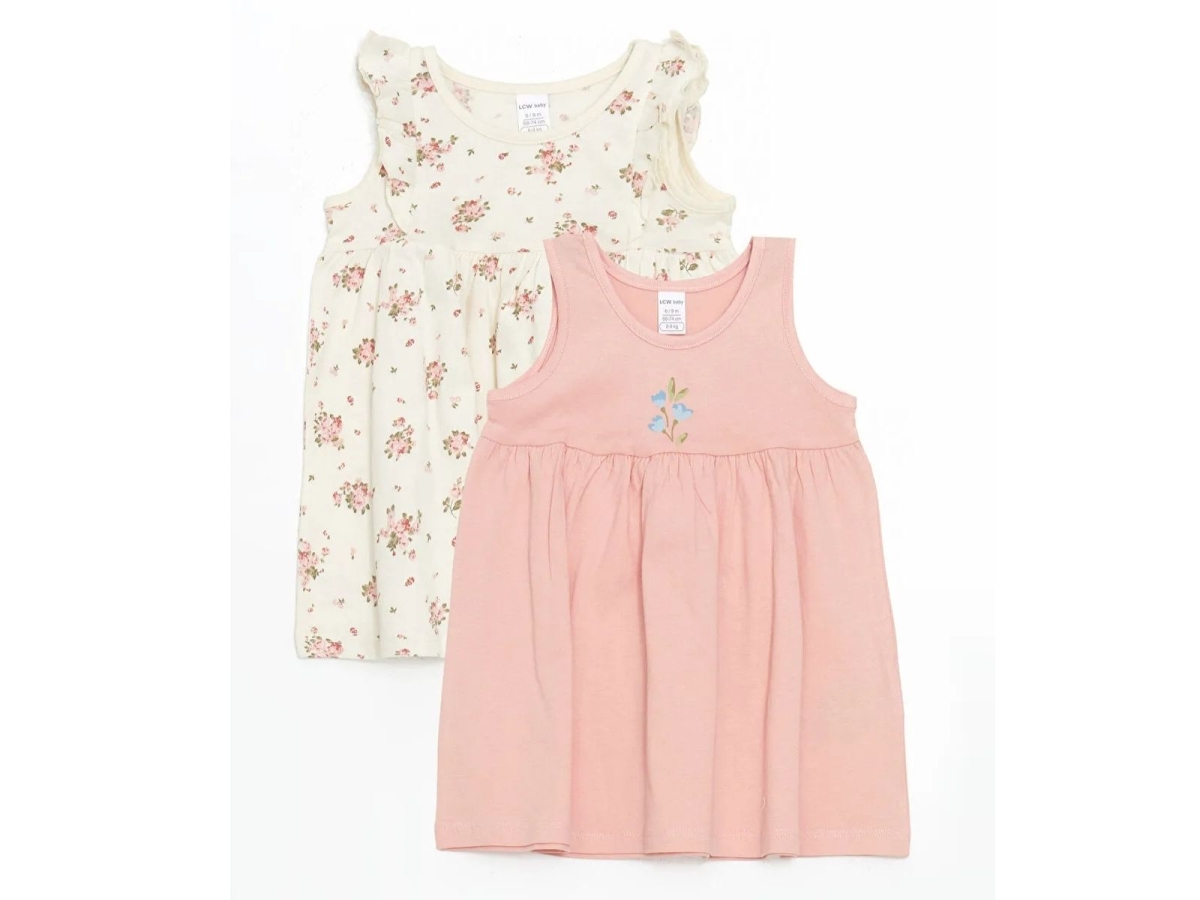 KIZ 3/36 AY ÇİÇEKLİ PENYE PİLELİ ELBİSE