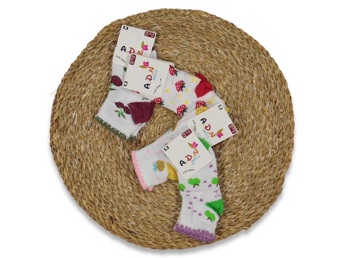 KIZ 3/4 YAŞ KARIŞIK DESENLİ SOKET ÇORAP