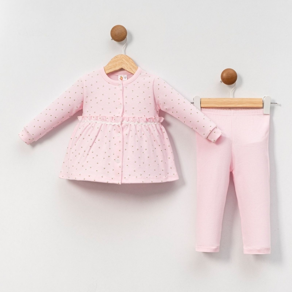 KIZ 3/6 AY ÇİÇEK DESENLİ SUTAŞLI TAKIM