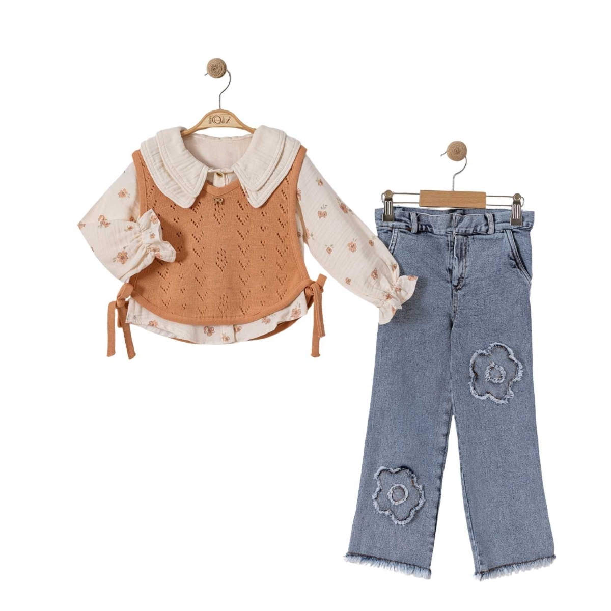 KIZ 3/6 YAŞ ÇİFY YAKA MÜSLİN GÖMLEKLİ TAKIM