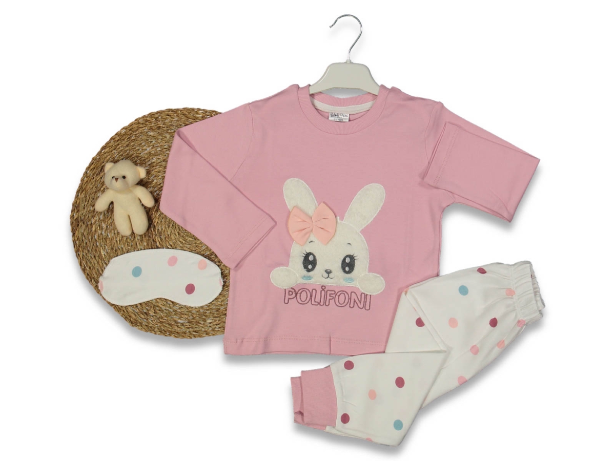 KIZ 3/6 YAŞ FİYONKLU TAVŞAN 4LÜ SERİ PIJAMA TAKIM 