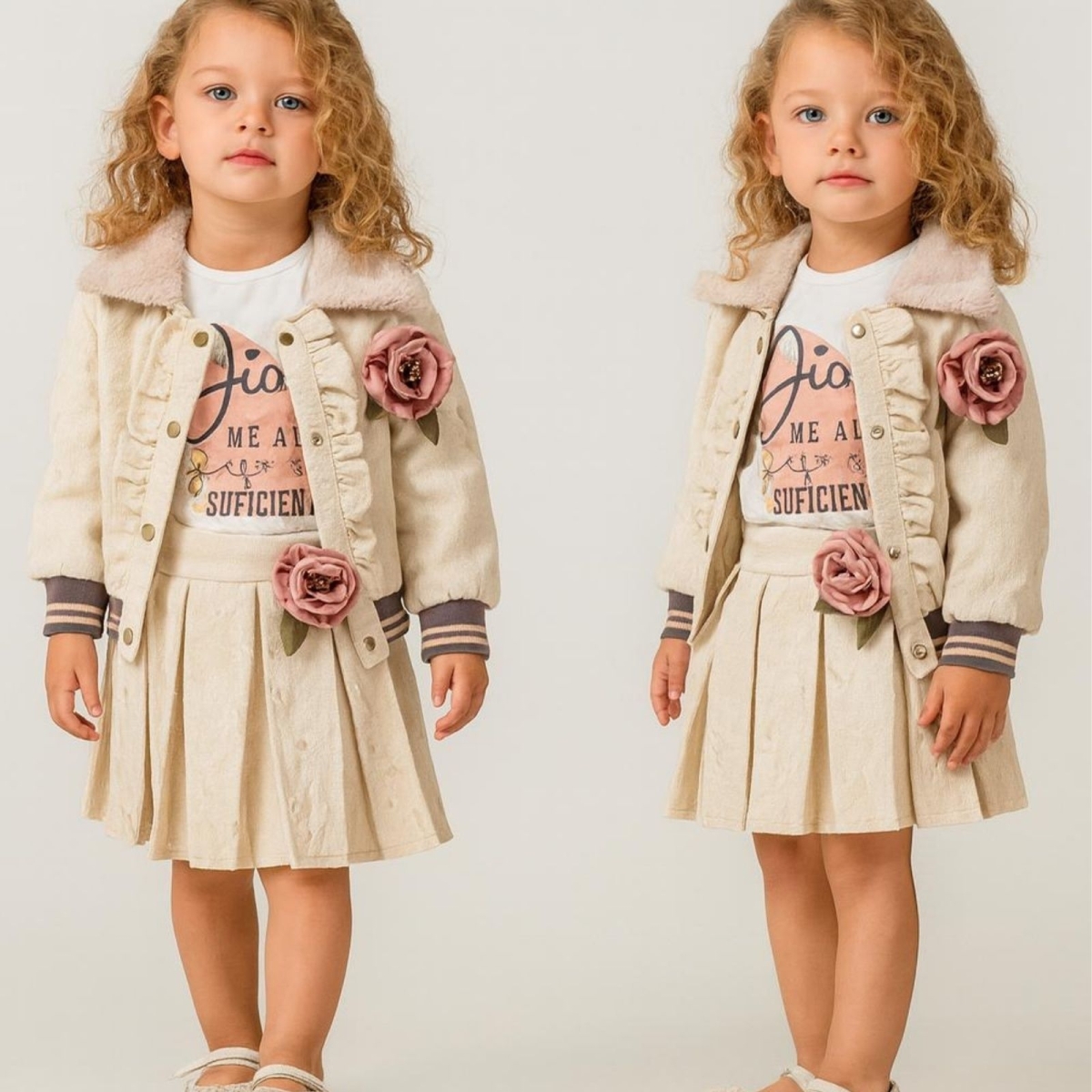 KIZ 3/6 YAŞ GÜLLÜ FIRFIRLI 3&#039;LÜ TAKIM