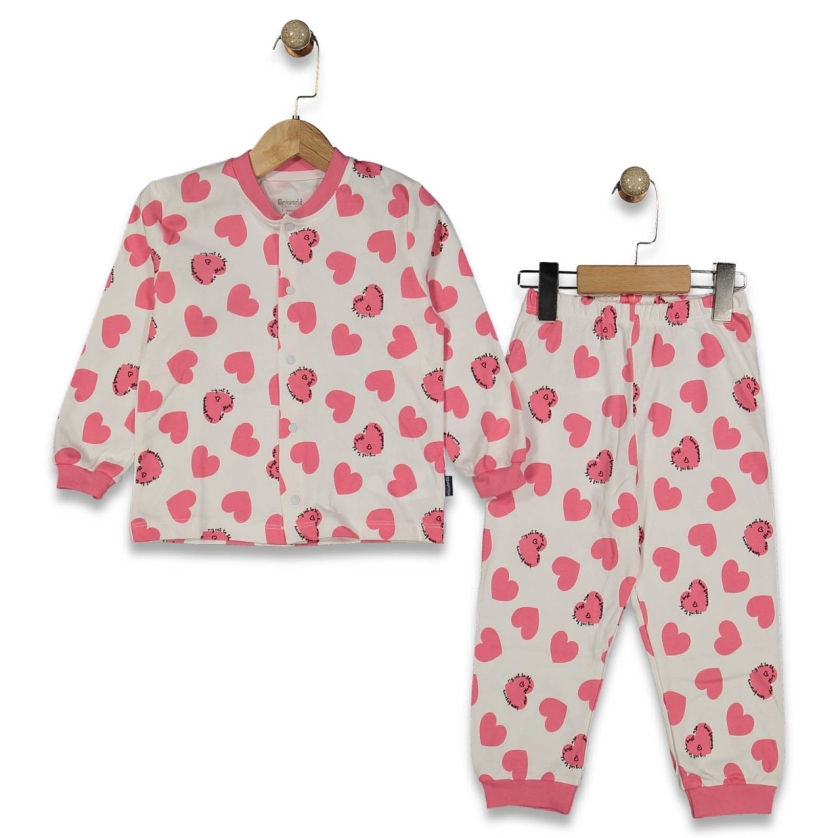 KIZ 3/6 YAŞ KALPLİ PJAMA TAKIM