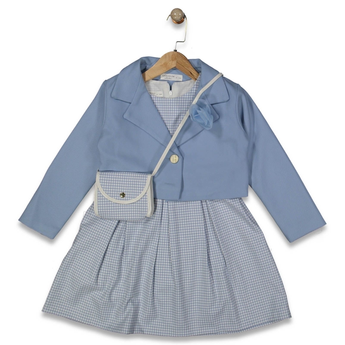 KIZ 3/6 YAŞ KAZAYAĞI PİLELİ ELBİSE CEKET 2Lİ TAKIM