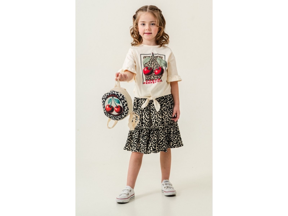 KIZ 3/6 YAŞ KİRAZLI ÇANTALI 3 LÜ TAKIM