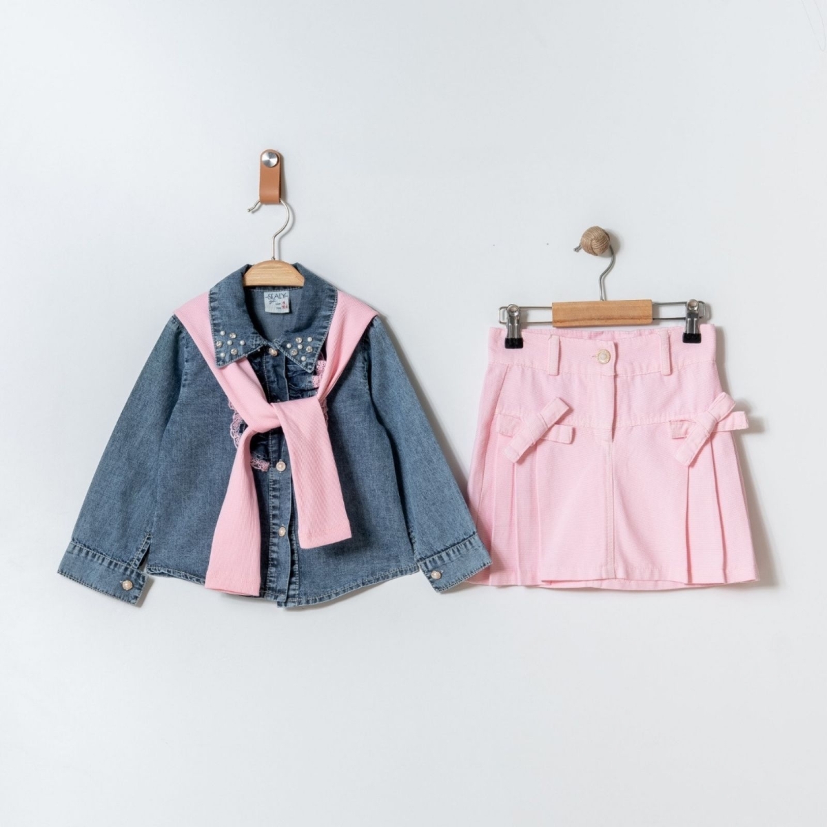 KIZ 3/6 YAŞ KOT GÖMLEK ETEK TAKIM