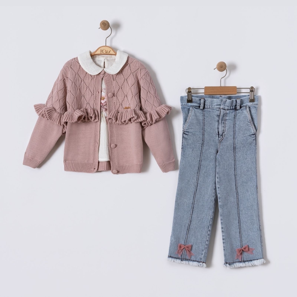 KIZ 3/6 YAŞ MÜSLİN TUNİK FIRFIRLI TRİKO HIRKALI TA