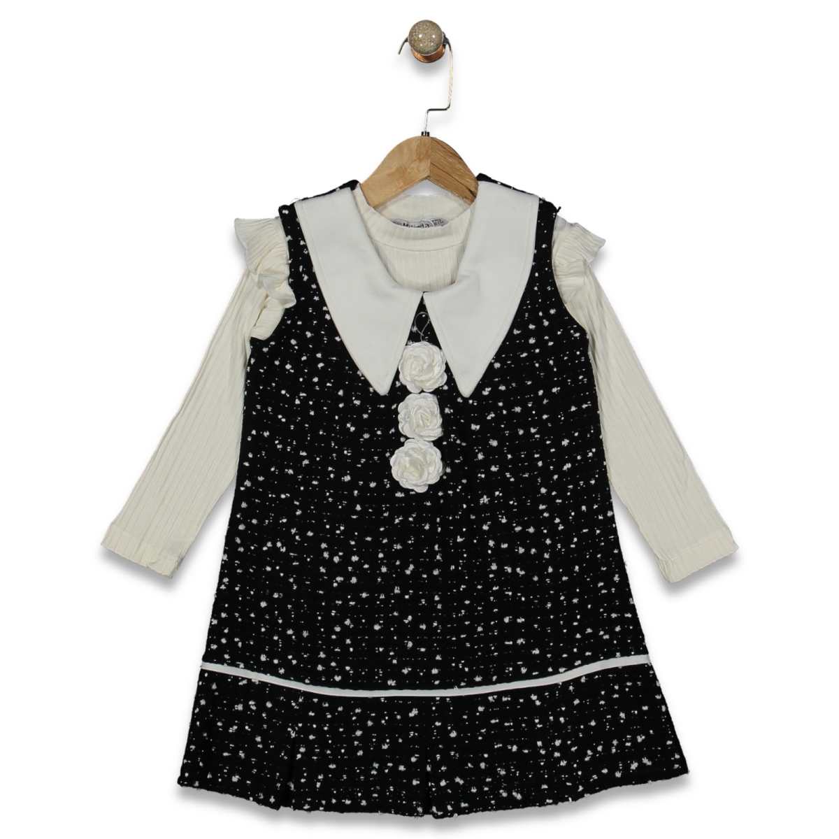 KIZ 3/6 YAŞ PUANTİYELİ GÜLLÜ ELBİSE