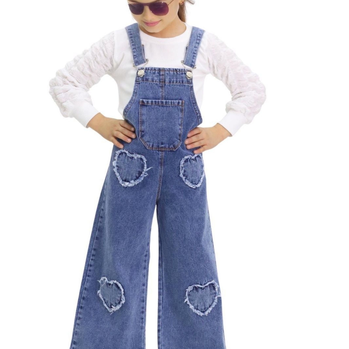 KIZ 3/7 YAŞ BÜRÜMCÜK BADİLİ KALPLİ KOT SLOPET