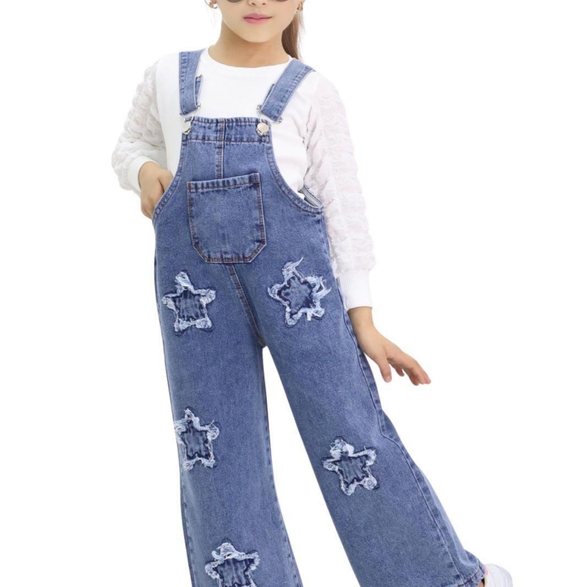 KIZ 3/7 YAŞ BÜRÜMCÜK BADİLİ YILDIZLI KOT SLOPET