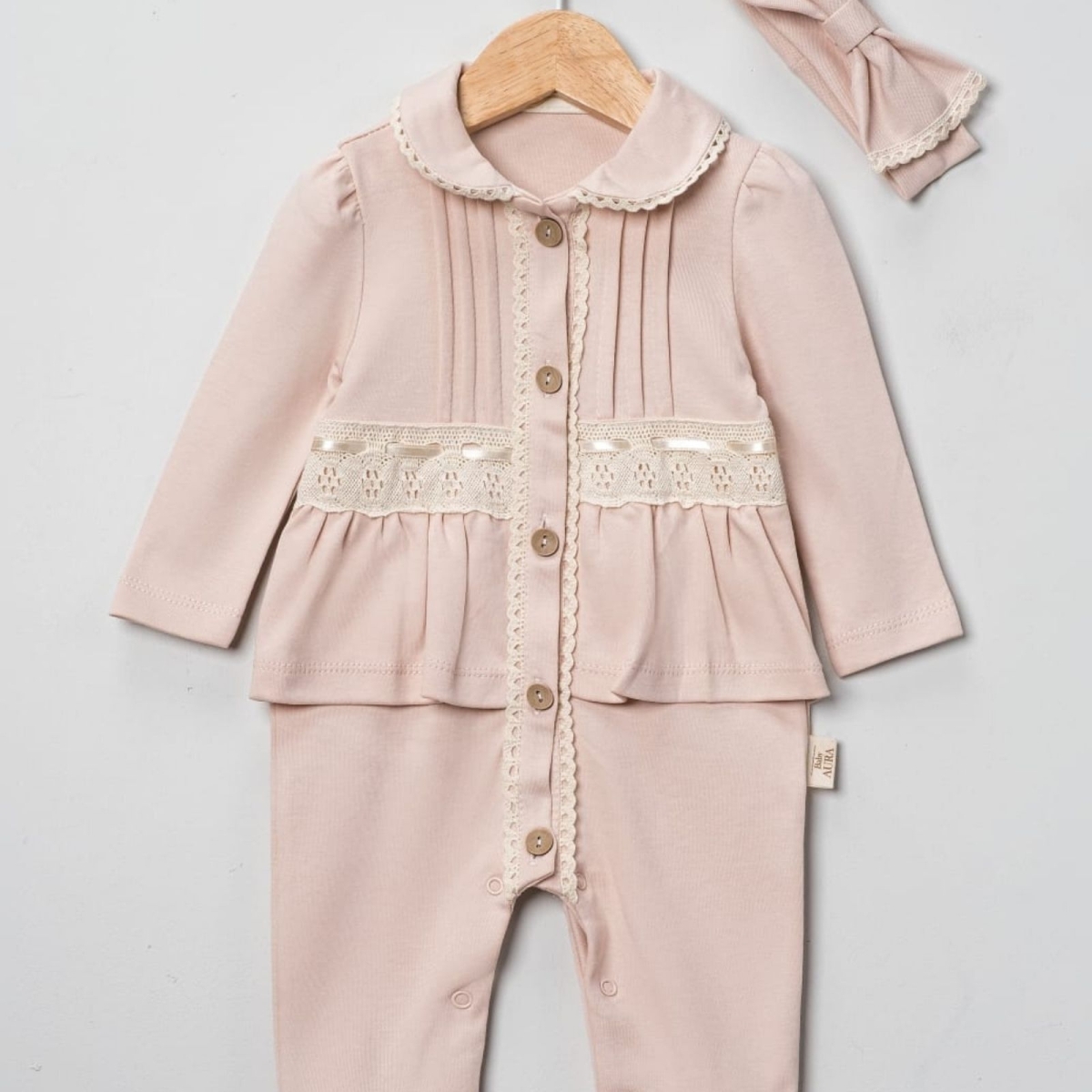 KIZ 3/9 AY ARA DANTELİ BEBE YAKA 2&#039;Lİ KIZ TULUM