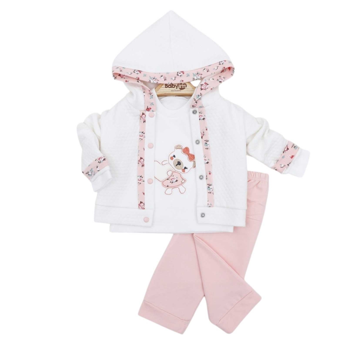 KIZ 3/9 AY AYICIKLI DETAYLI 3,KAPŞONLU TAKIM