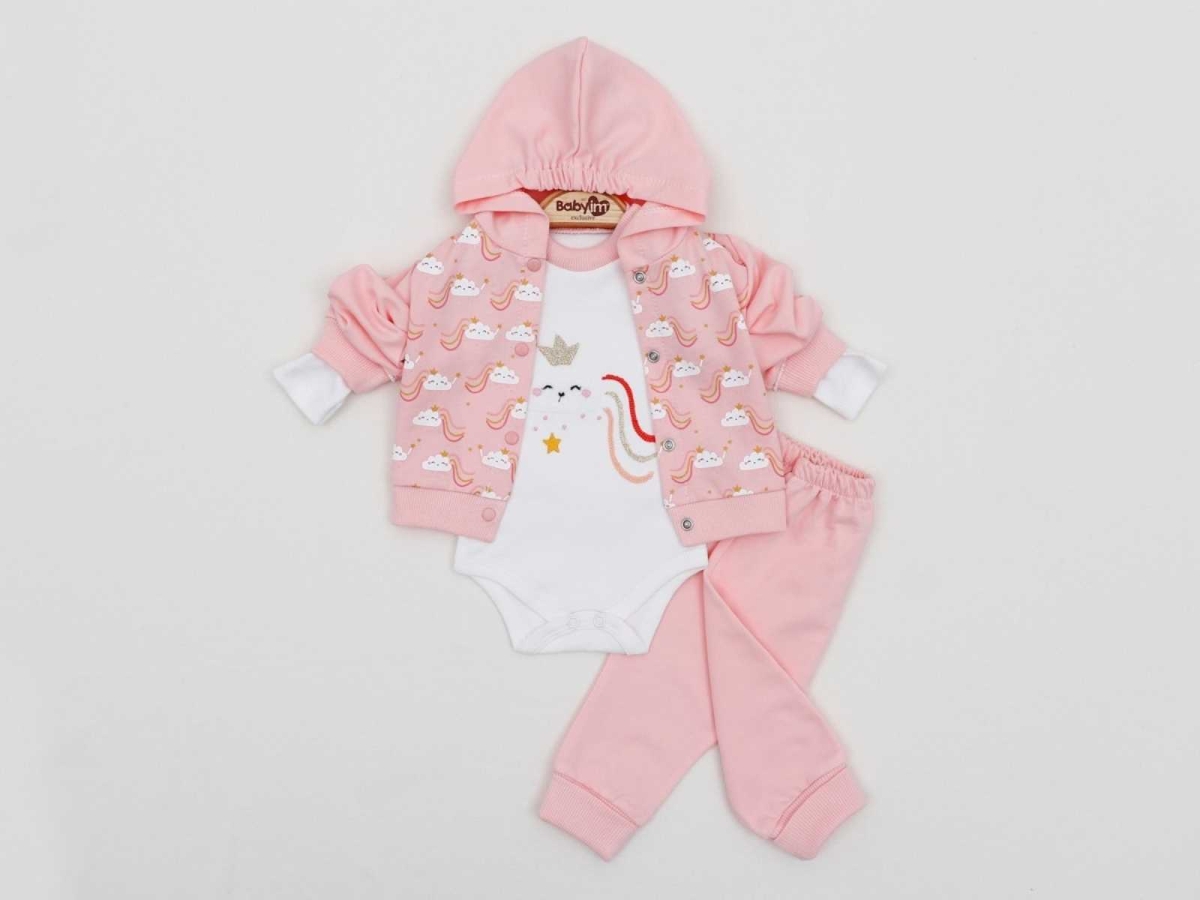 KIZ 3/9 AY BULUTLU 3LÜ KAPŞONLU TAKIM 