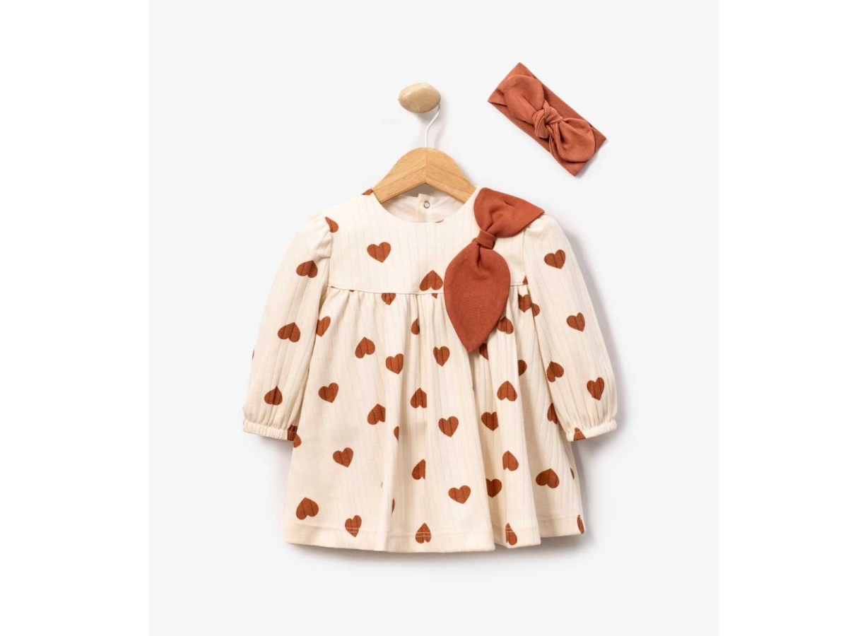 KIZ 3/9 AY BÜYÜK KALPLİ ELBİSE