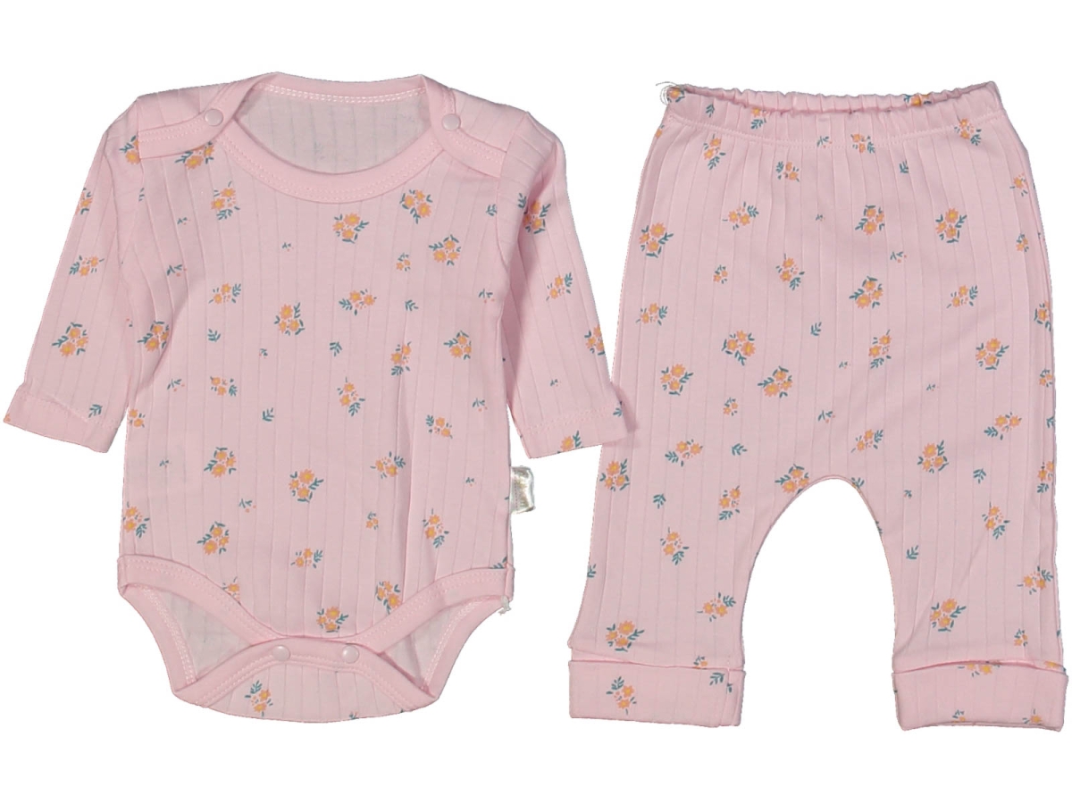 KIZ 3/9 AY ÇİÇEK KOLLU İKİLİ BADİ TAKIM