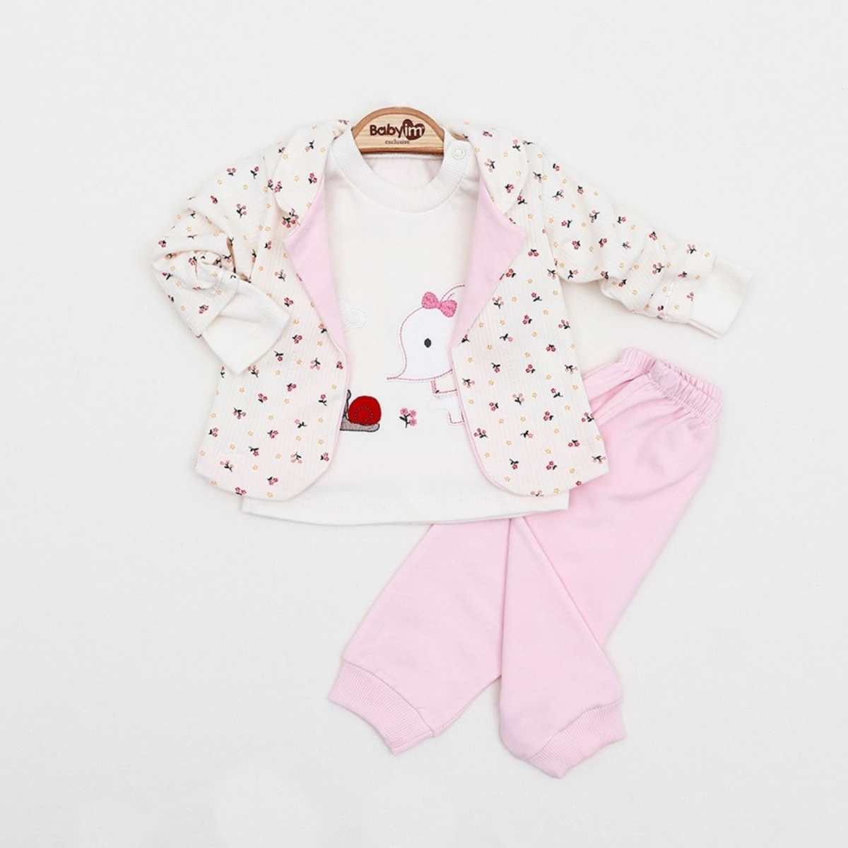 KIZ 3/9 AY ÇİÇEKLİ 3LÜ CEKET TAKIM